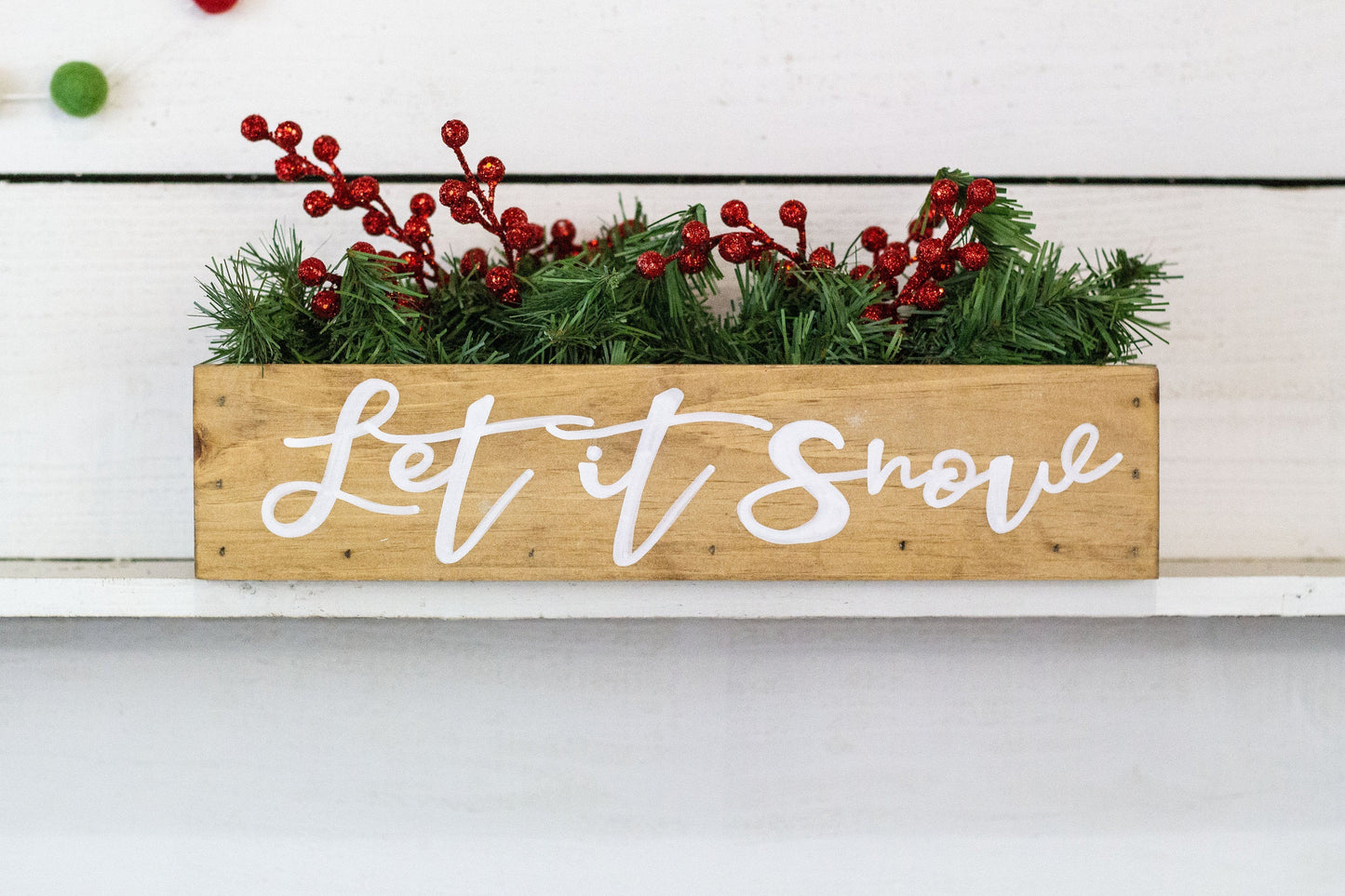 Merry + Bright Christmas Centerpiece, Wood Box