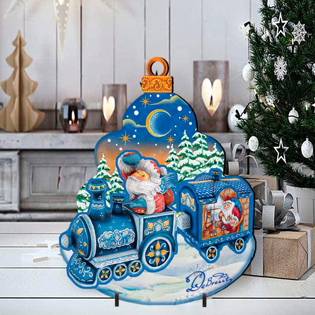 Santa Arrival Christmas Outdoor Yard Sign by G. DeBrekht - Christmas Santa Snowman Decor - 8112180F