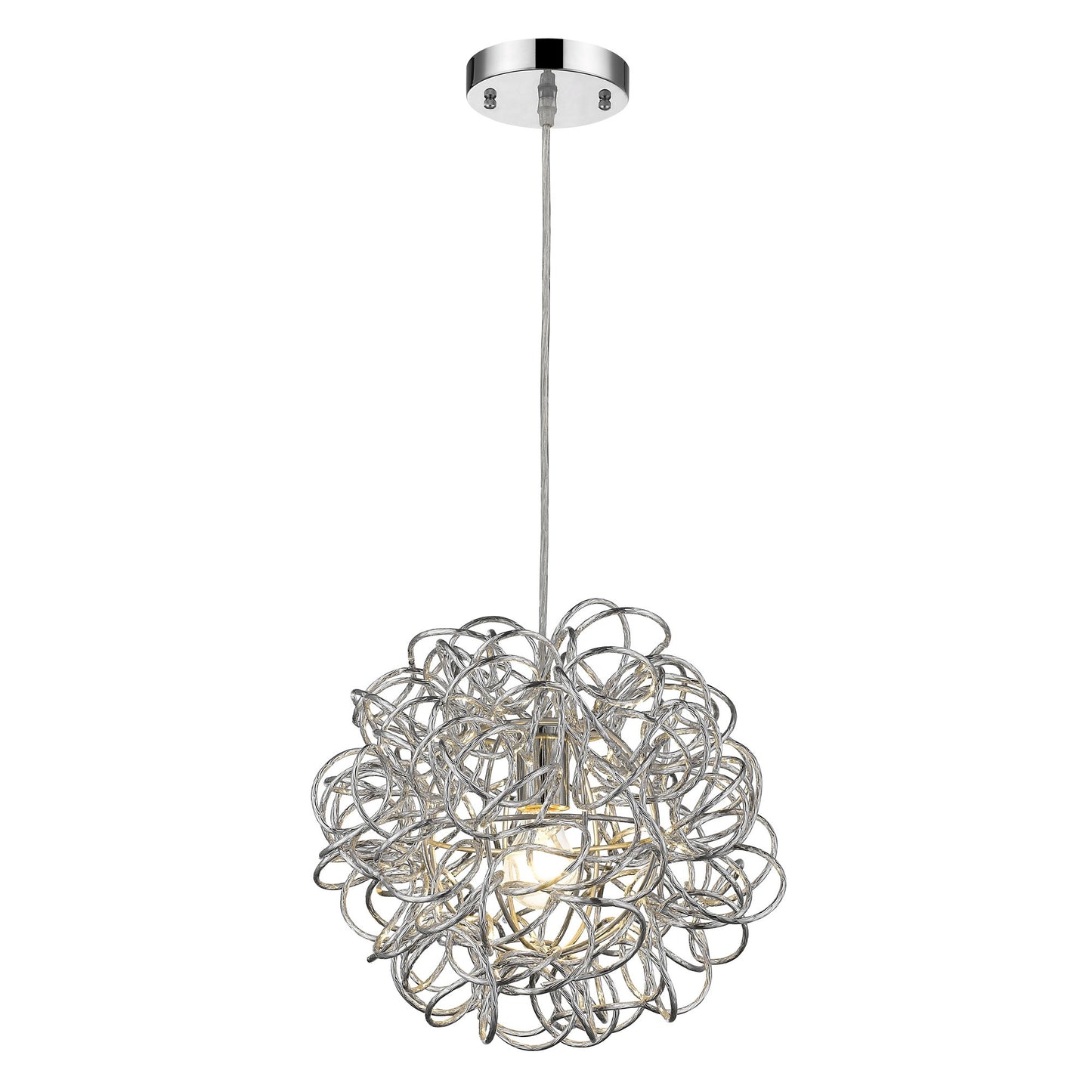 Mingle 1-Light Polished Chrome Pendant With Faceted Chrome Aluminum Wire Shade