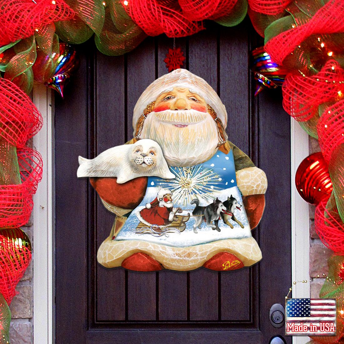 Northern Light Santa Holiday Door Decor by G. DeBrekht - Christmas Decor - 8151844H
