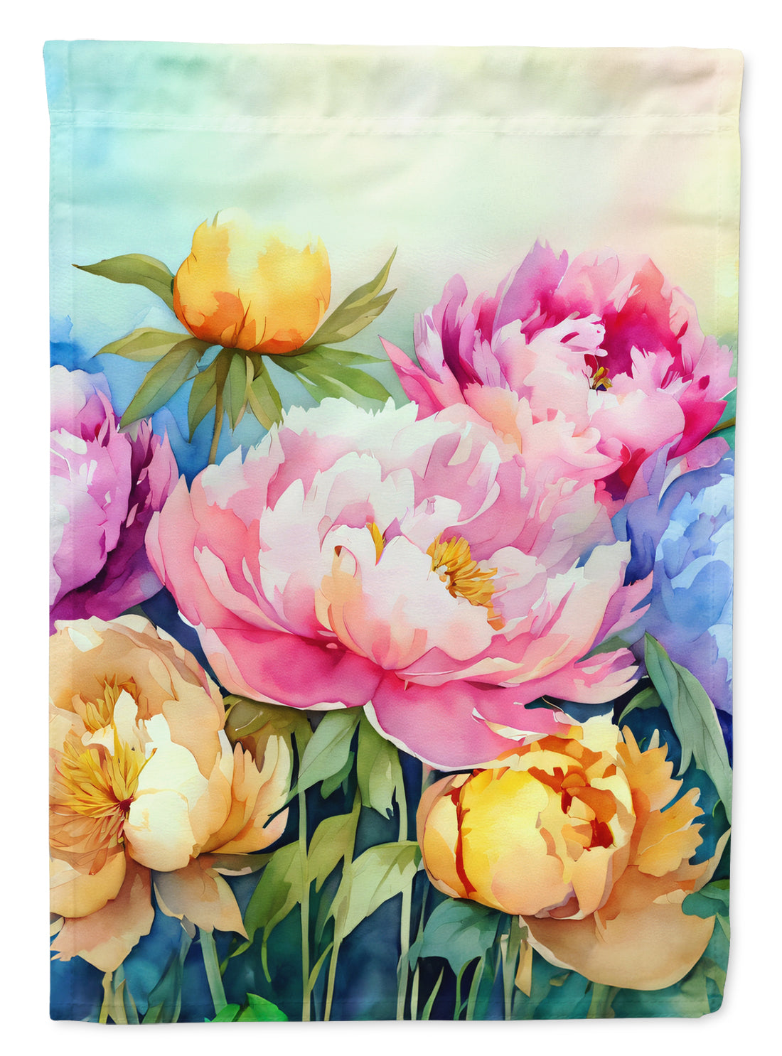Peonies in Watercolor Garden Flag
