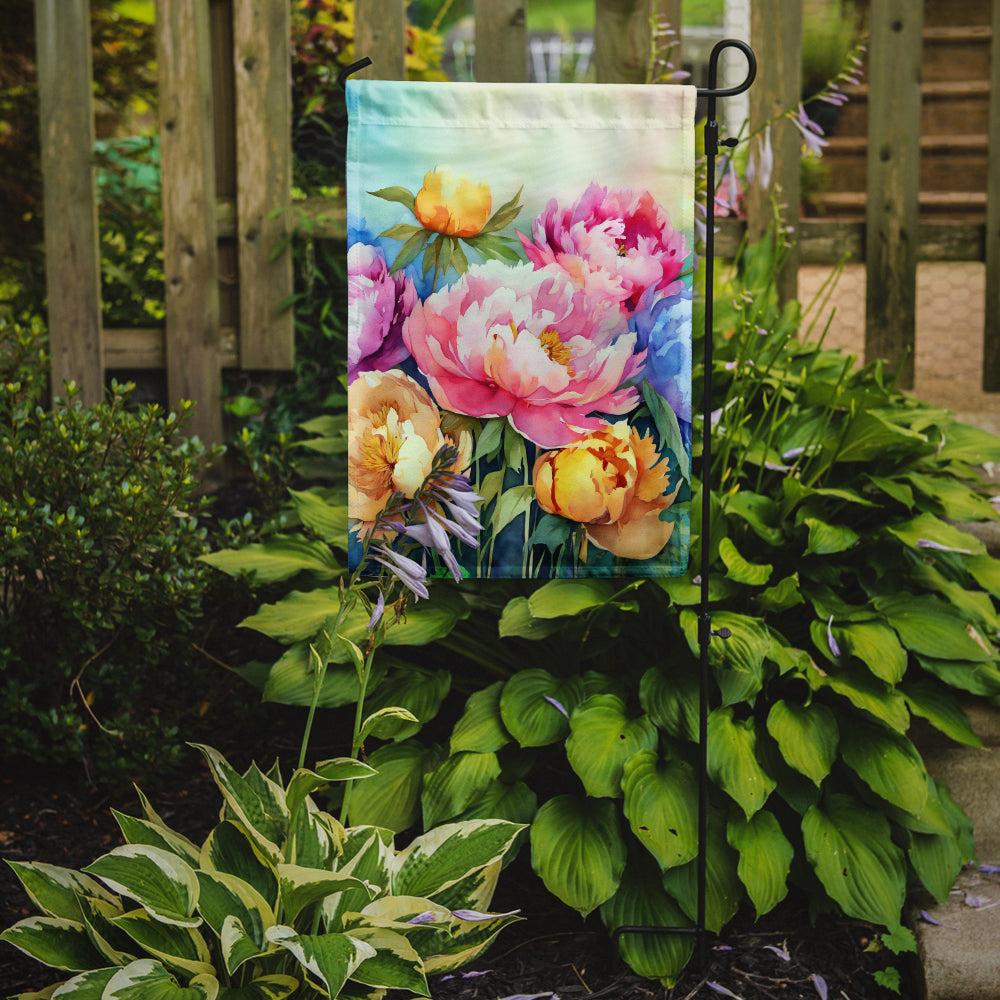 Peonies in Watercolor Garden Flag