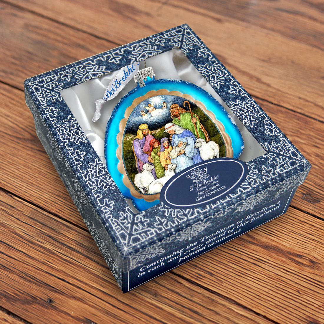 Holy Night Glass Ornament by Susan Winget - Nativity Holiday Decor - 756-205-SW