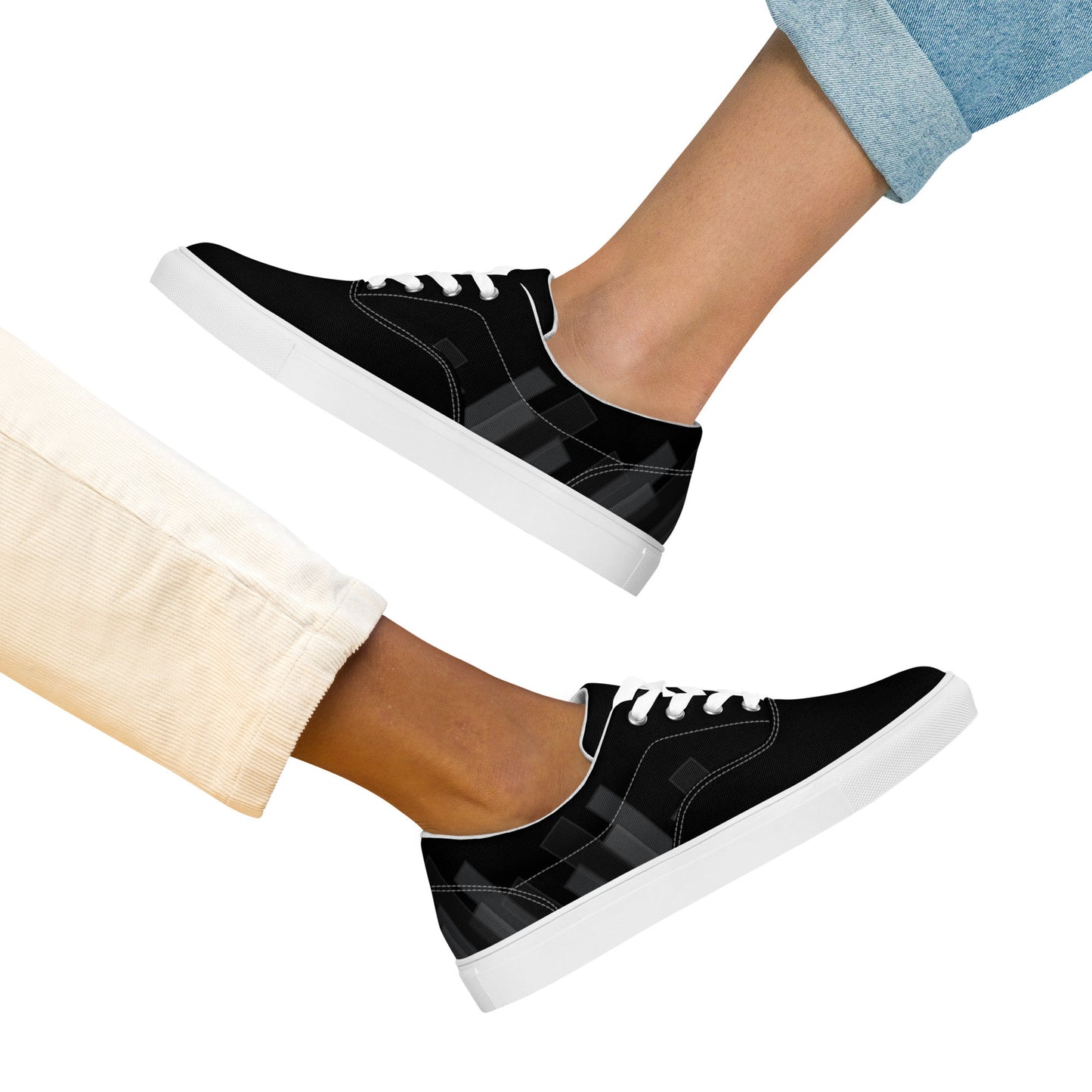 Vizzi - Women's Lace-Up Canvas Shoes - 02 Black