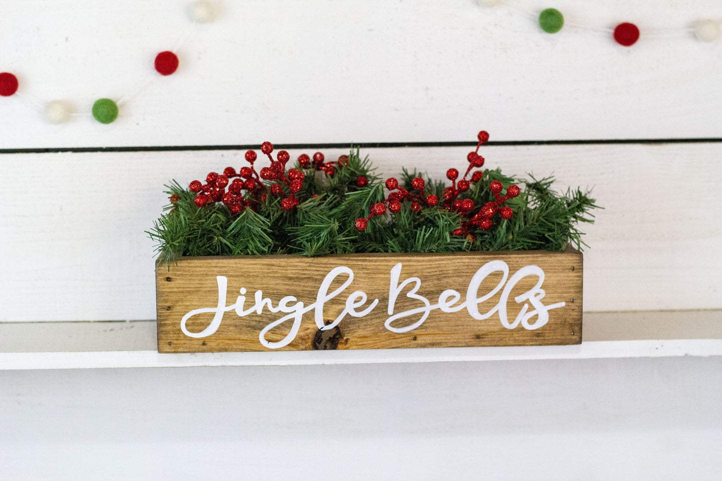 Merry + Bright Christmas Centerpiece, Wood Box