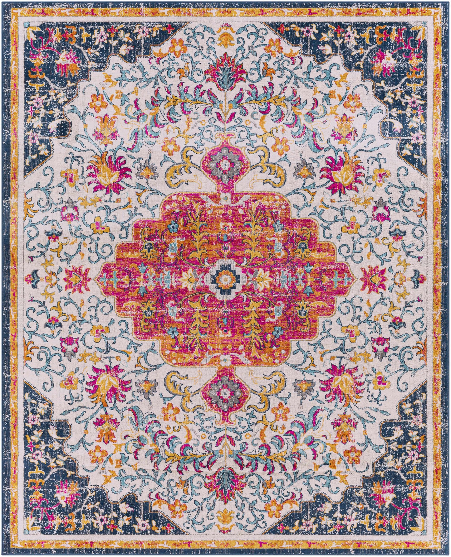 Kialla Magenta & Burnt Orange Area Rug