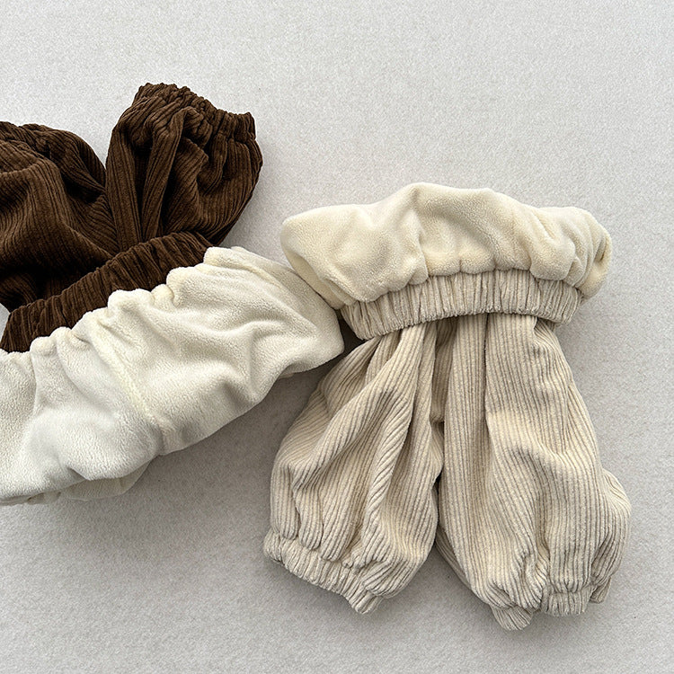 Winter Children’s Cozy Lantern Pants – Retro Corduroy Trousers For Boys And Girls, Warm And Stylish Cuffed Bottoms