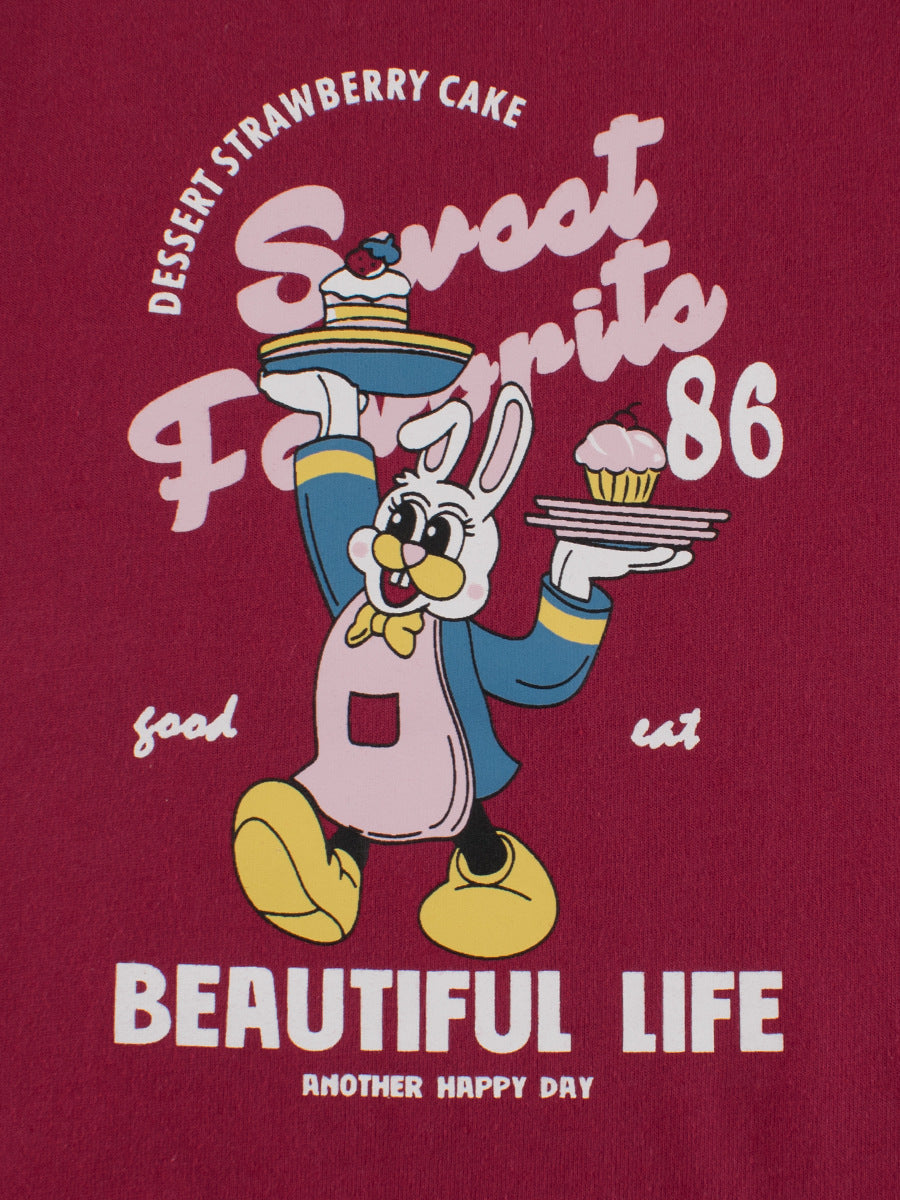 Autumn Arrival Kids Girls Cartoon Print Crew Neck Long Sleeves Color Patchwork Shirt