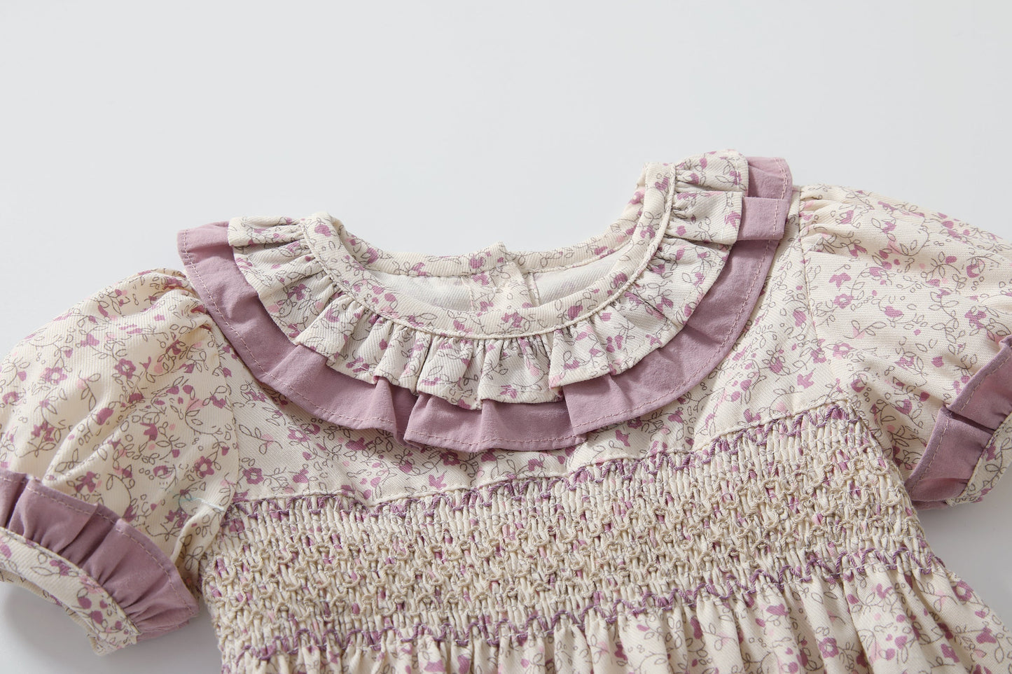 Baby Girls Floral Print Doll Collar Onesie With Headband In Summer