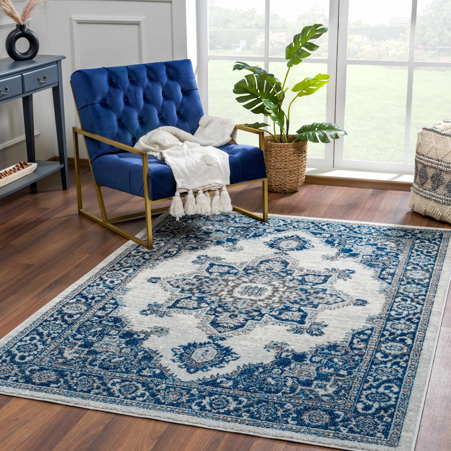 Istanbul Medallion Blue Area Rug - Clearance