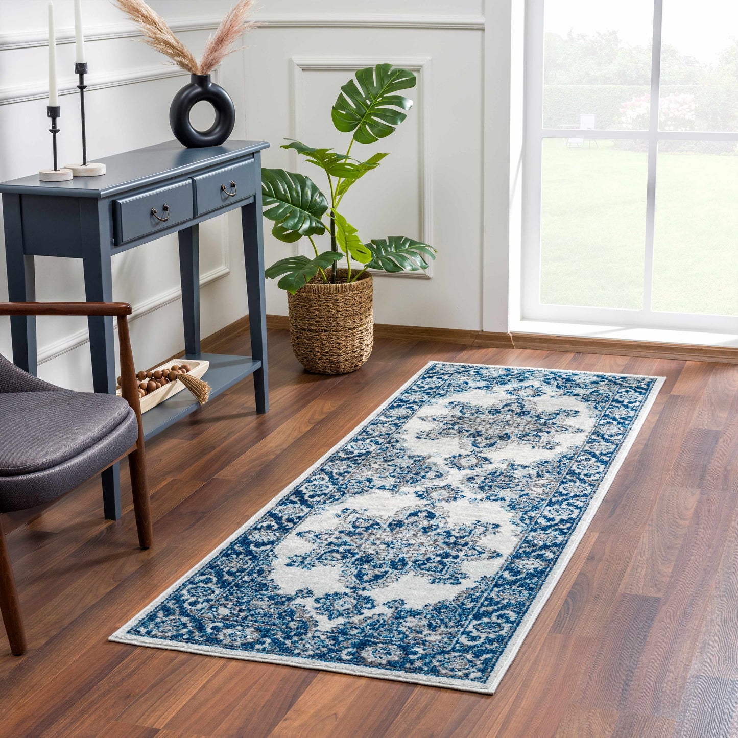 Istanbul Medallion Blue Area Rug - Clearance
