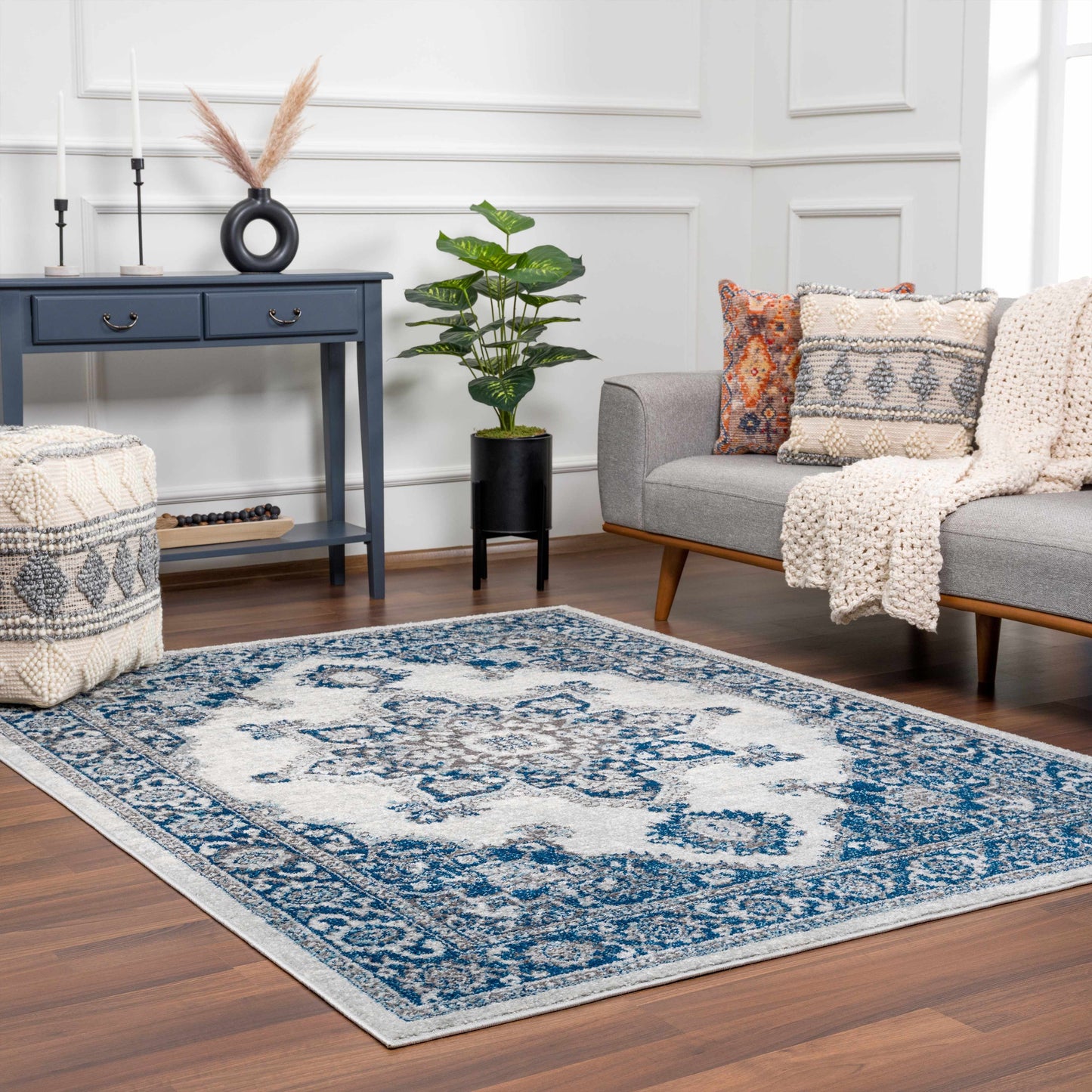 Istanbul Medallion Blue Area Rug - Clearance